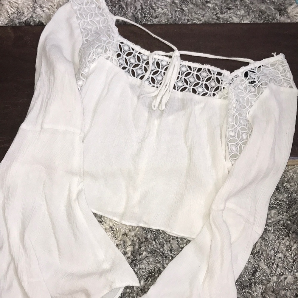 White Festival🔆 Crop Long sleeve top